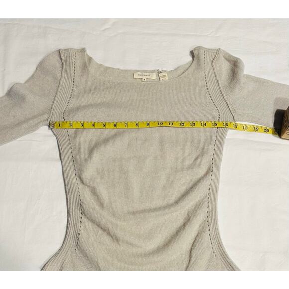 Inhabit Womens Cashmere Sweater Size M Gray Pullover Crew Neck Hi-Low Hem Casual - Picture 3 of 8